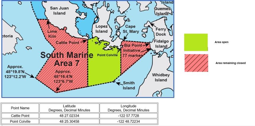 Marine Area 7 South spot shrimp terminal fishing location June 22-24, 2023