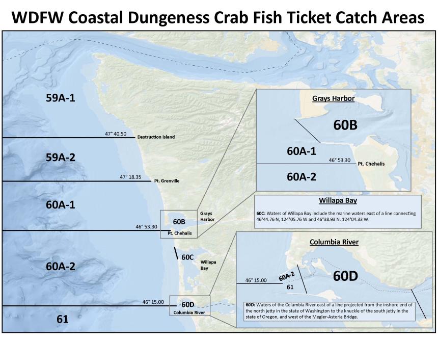 Coastal Dungeness Crab Fish Ticket Catch Areas