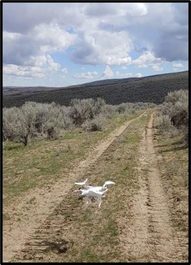 A drone takes off to fly the Palisades release area. 