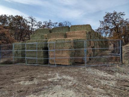 Cowiche Unit alfalfa hay stored for 2023-2024 elk feeding. 