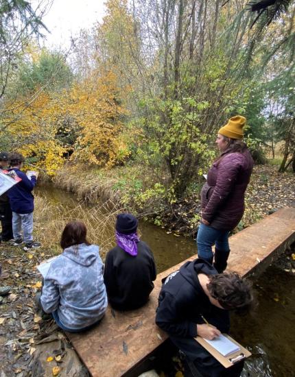  Students assessing the habitat quality of Salmon Creek in the Discovery Bay Unit. 