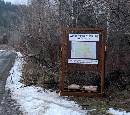 New L.T. Murray winter elk closure signs.