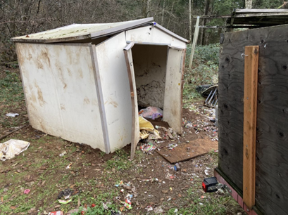 Garbage storage shed after being discovered by the bear.