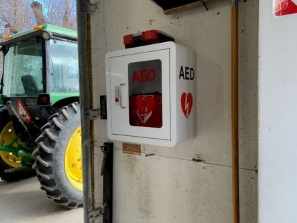 And AED on a wall